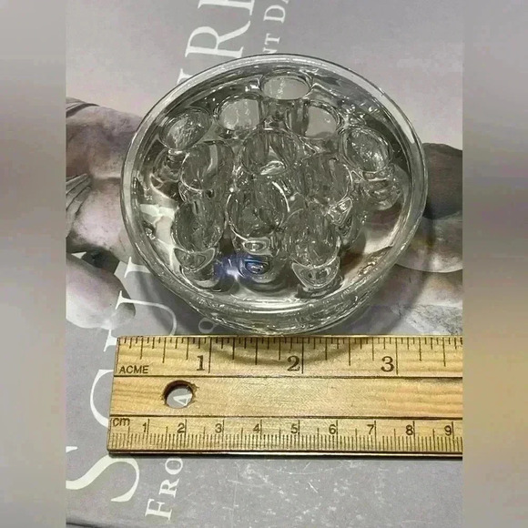 Vintage Clear Glass 11 Hole Flower Frog Flower Holder Stem Holder Arrangement - Picture 3 of 6